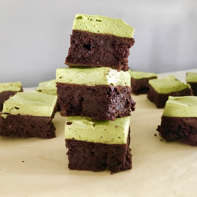 Paleo Fudge Brownies with Matcha Frosting